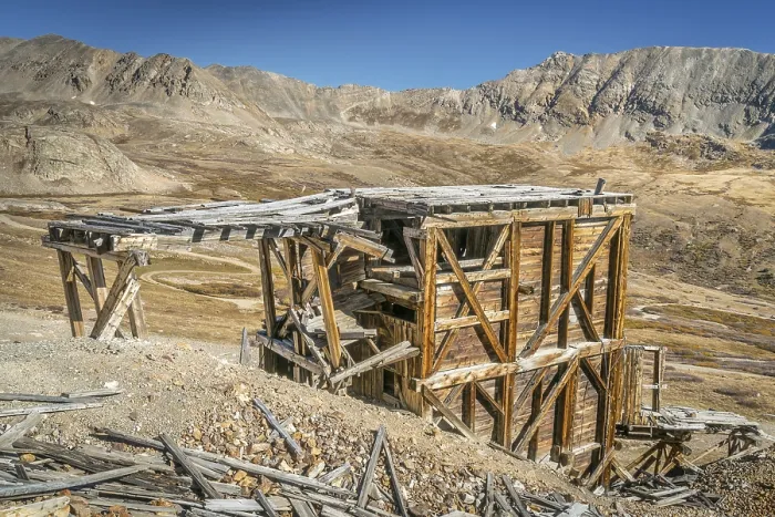 Framed Print : Ruins of gold mine near Mosquito Pass in Rocky Mountains