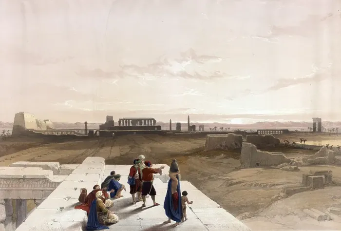 Framed Print : Ruins of Karnack, Karnak, Egypt, c. 1850, Historical, digitally restored reproduction from a 19th century original, exact date unknown, AI generated, Africa