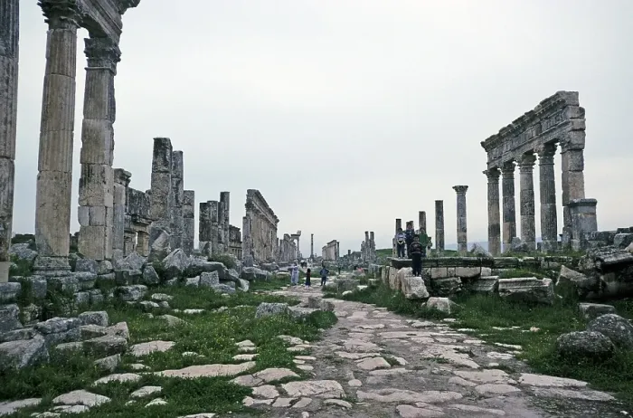 Framed Print : Ruins of Roman buildings at the archaeological site of Apamea, Syria, 1998, Asia