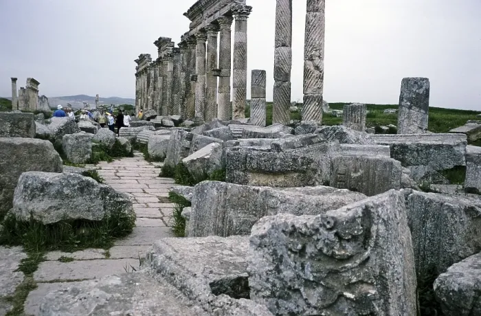 Framed Print : Ruins of Roman buildings at the archaeological site of Apamea, Syria, 1998, Asia