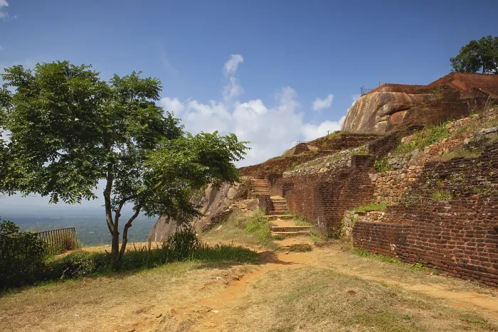 Framed Print : Ruins on top of Sigiriya Lion's rock palace and fortress