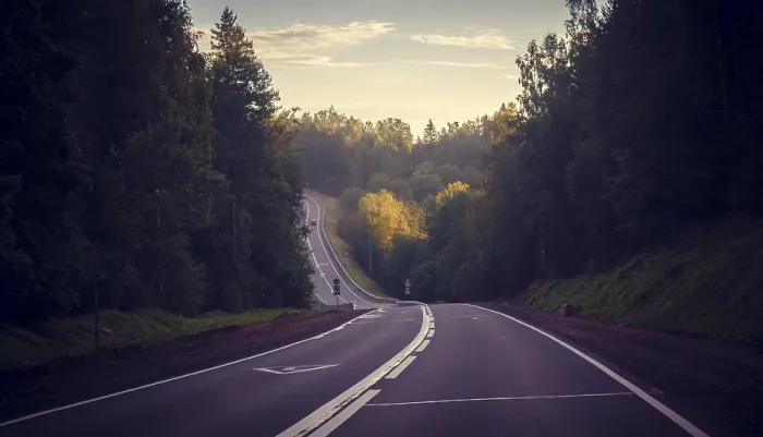 Framed Print : Russian roads in Karelia. Travel by road