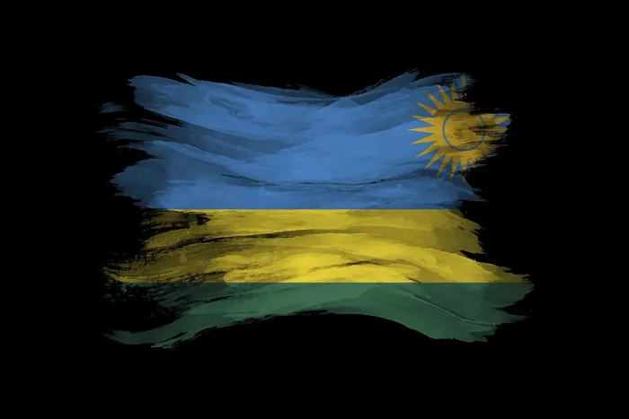 Framed Print : Rwanda glitter flag, national flag