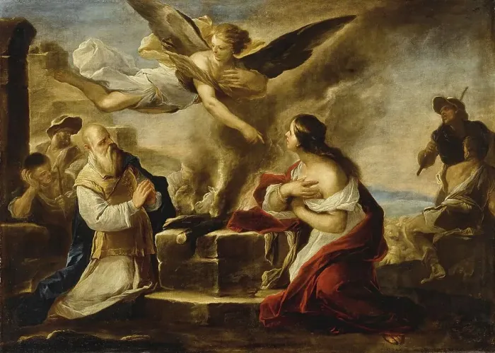 Framed Print : The Sacrifice of Manoah, painting by Luca Giordano (Italian)