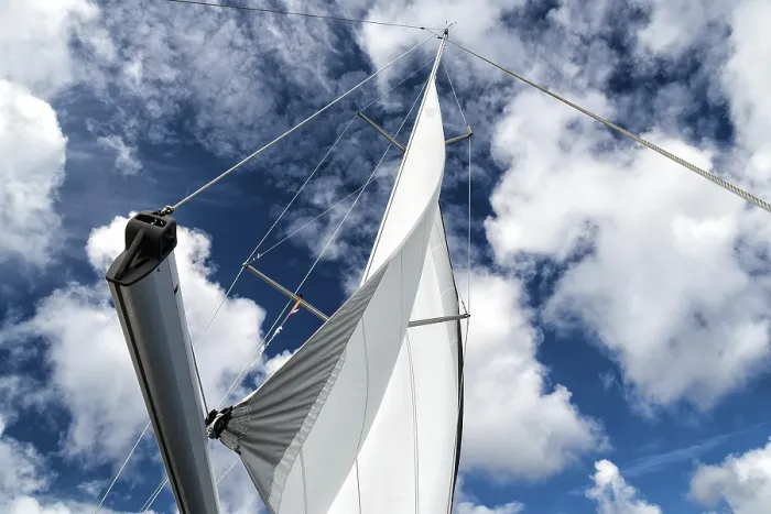 Framed Print : Sail of a sailing yacht in the wind while sailing on the sea Framed Print : Sail of a sailing yacht in the wind while sailing on the sea