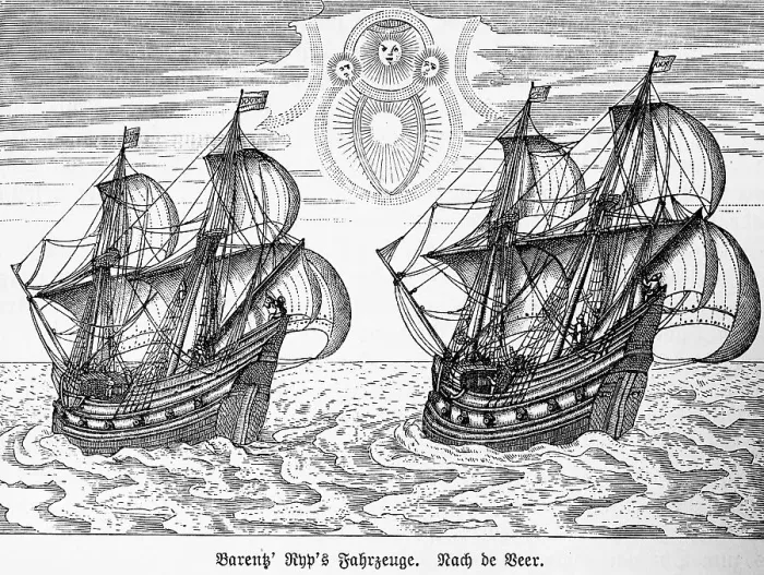 Framed Print : Sailing ships, Willem Barents (1550-1597)
