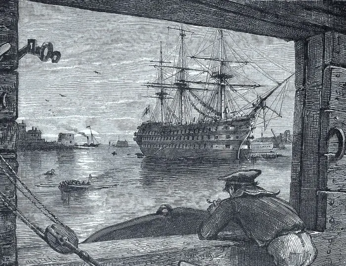Framed Print : Sailor looking out over Portsmouth Harbour