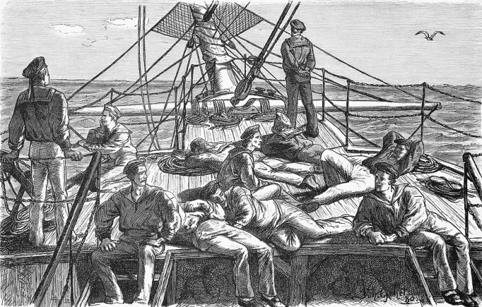 Framed Print : Sailors at midday rest on board