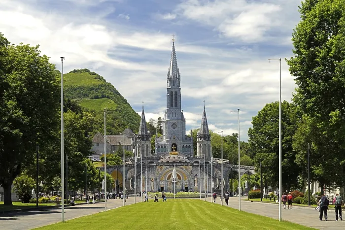 Framed Print : Saint district of Lourdes with the Rosary Square and basilica in the Marian pilgrimage town of Lourdes Framed Print : Saint district of Lourdes with the Rosary Square and basilica in the Marian pilgrimage town of Lourdes