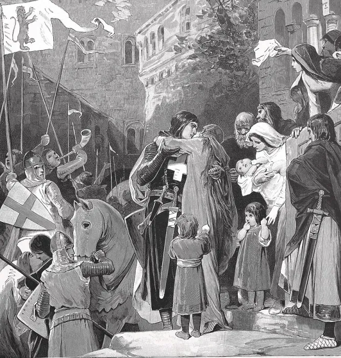 Framed Print : Saint Elisabeth of Thuringia, taking leave of her man who is leaving for the Crusades Framed Print : Saint Elisabeth of Thuringia, taking leave of her man who is leaving for the Crusades
