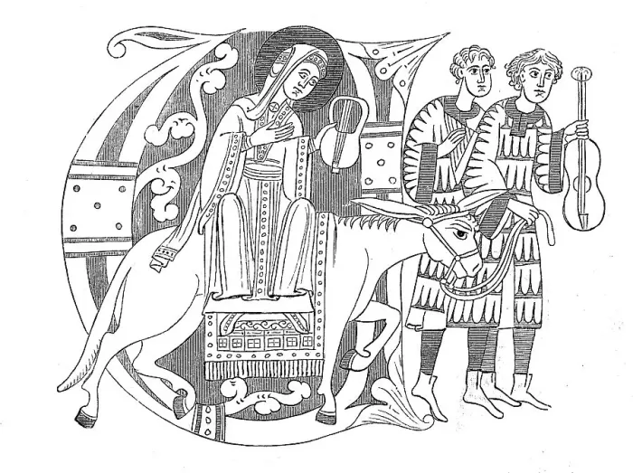Framed Print : Saint Pelagia is depicted as a travelling woman