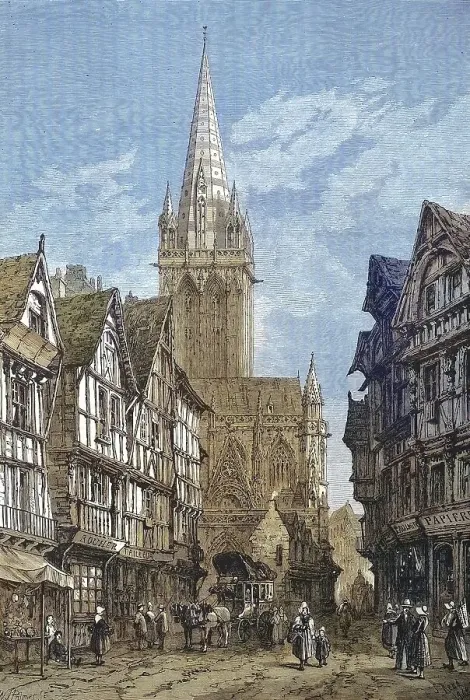 Framed Print : Saint-Pierre Church in 1868, in Caen