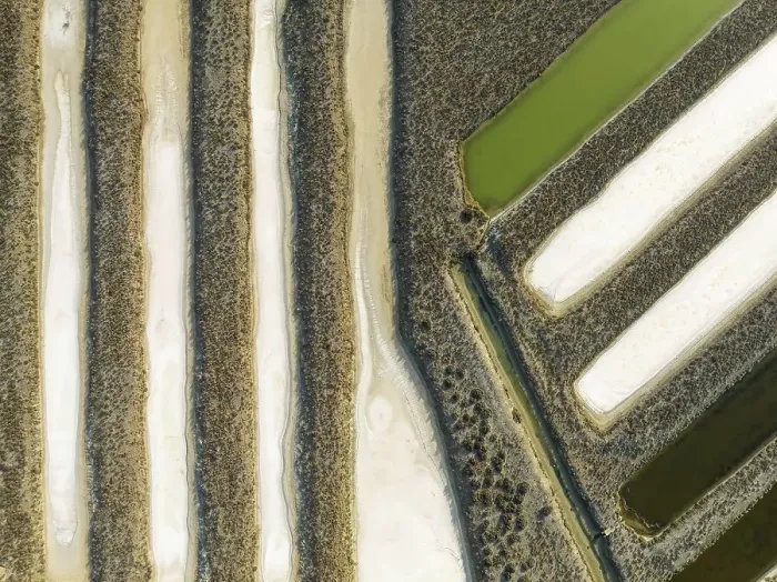 Framed Print : Saline ponds at the salt works near Chiclana de la Frontera