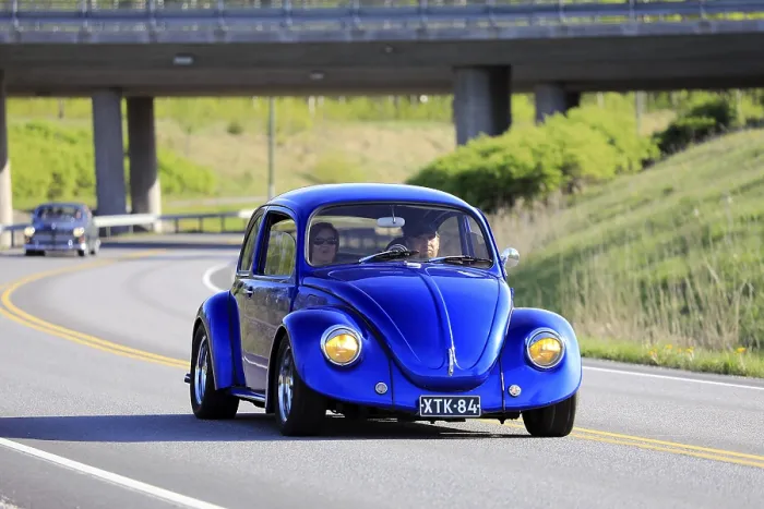 Framed Print : Salo, Finland. May 18, 2019. Classic royal blue 1970s Volkswagen Beetle Framed Print : Salo, Finland. May 18, 2019. Classic royal blue 1970s Volkswagen Beetle