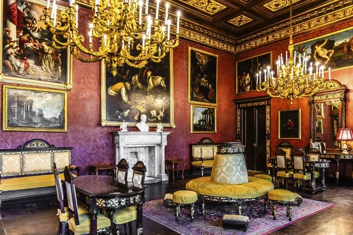 Framed Print : Salon, Baroque Palazzo Parisio and its garden resemble a kind of mini-Versailles in its splendour