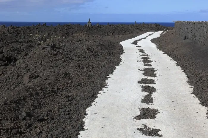 Framed Print : Salt path, path made of salt in the Fuencaliente salt flats at Punta de Fuencaliente