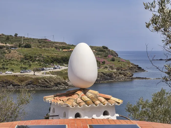 Framed Print : Salvador Dali sculpture of an egg on top of a dovecote
