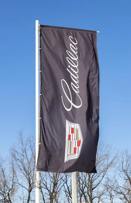 Framed Print : SAMARA, RUSSIA - MARCH 20, 2016: Dealership flag of Cadillac over blue sky