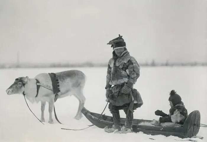 Framed Print : Sami people in Swedish Lapland 1910