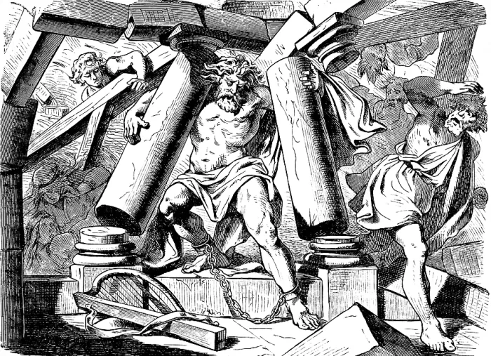 Framed Print : Samson breaks the pillars and dies with the princes and the people Framed Print : Samson breaks the pillars and dies with the princes and the people
