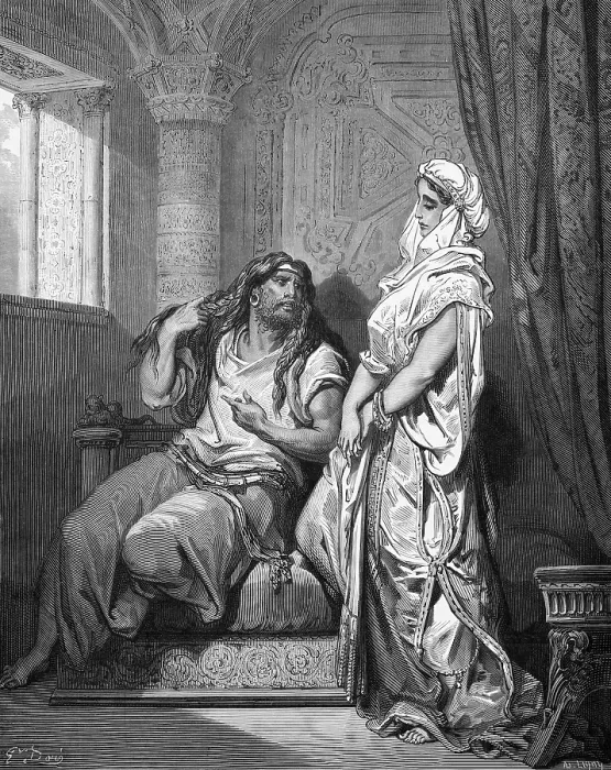 Framed Print : Samson and Delilah, Samson reveals the secret of his power