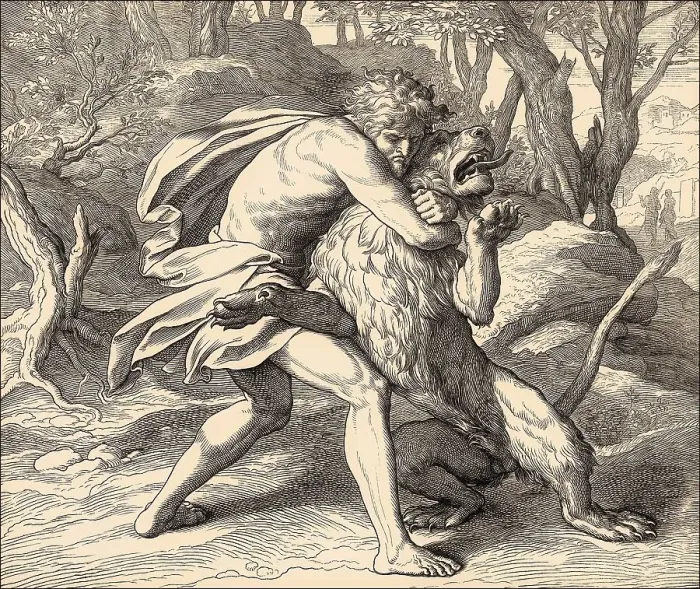 Framed Print : Samson Slaying the Lion, Old Testament Framed Print : Samson Slaying the Lion, Old Testament