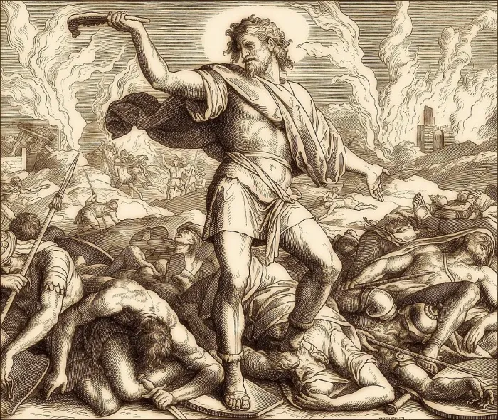 Framed Print : Samson Slays a Thousand Men with the Jawbone of a Donkey