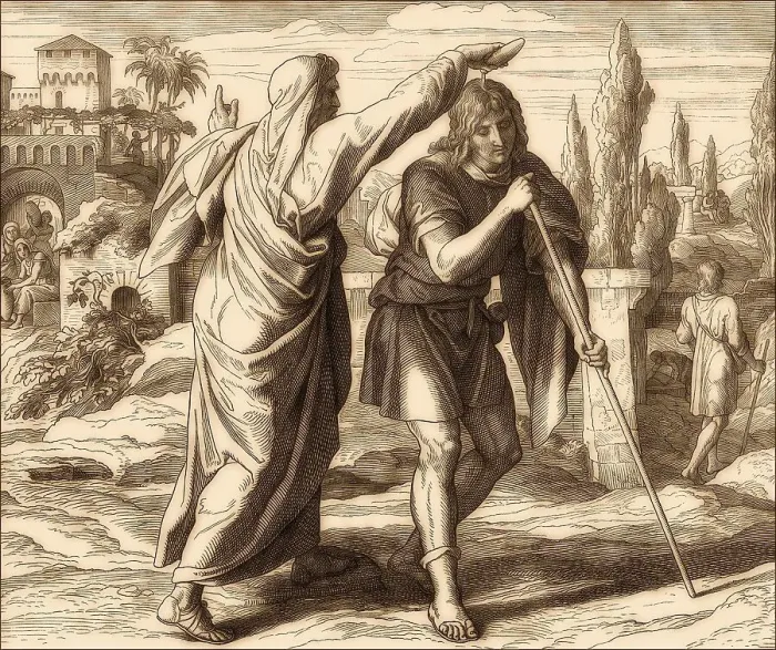 Framed Print : Samuel anoints Saul as king, Old Testament