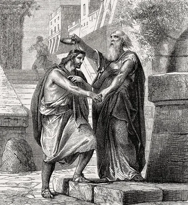 Framed Print : Samuel anoints Saul as king, Old Testament Framed Print : Samuel anoints Saul as king, Old Testament