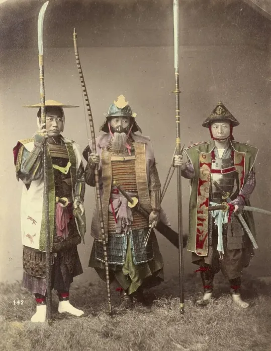 Framed Print : Three Samurai warriors in armour