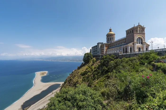 Framed Print : The Sanctuary of Tindari with Beach in Sicily