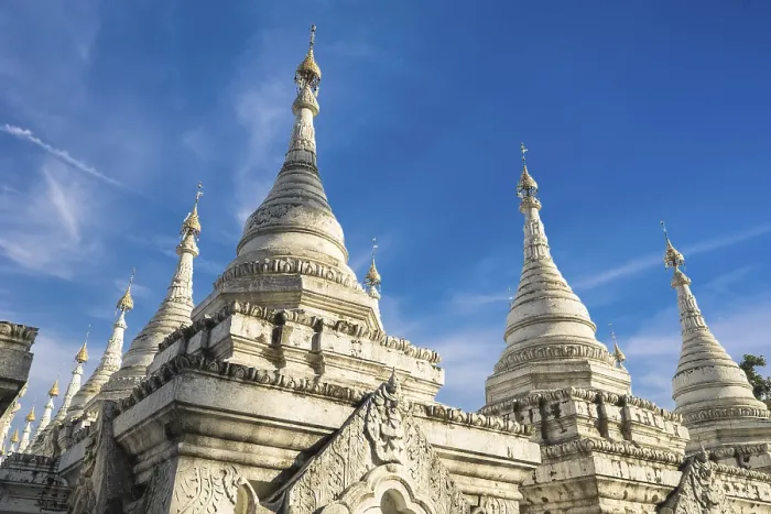 Framed Print : Sandamuni Pagoda with row of white pagodas Framed Print : Sandamuni Pagoda with row of white pagodas