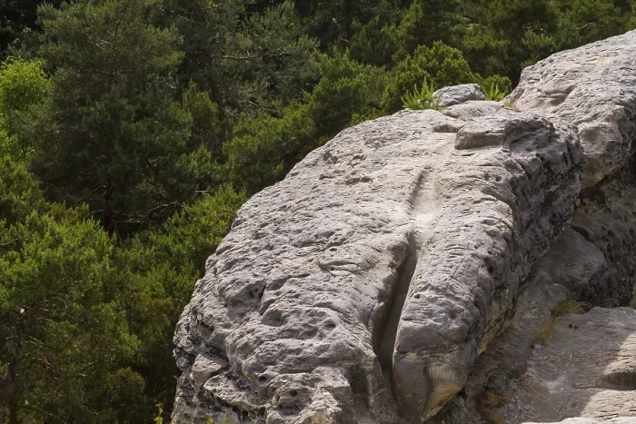 Framed Print : Sandstone rocks near Halberstadt in the Harz Mountains