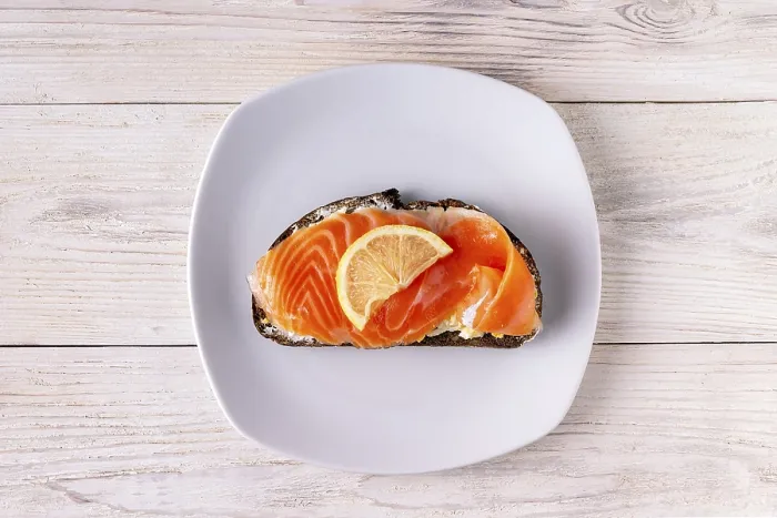 Framed Print : Sandwich with cheese, salted trout