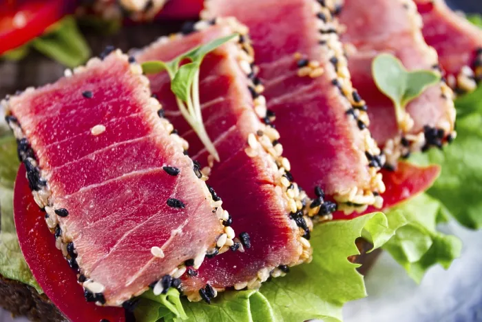 Framed Print : Sandwiches with fried tuna fillet