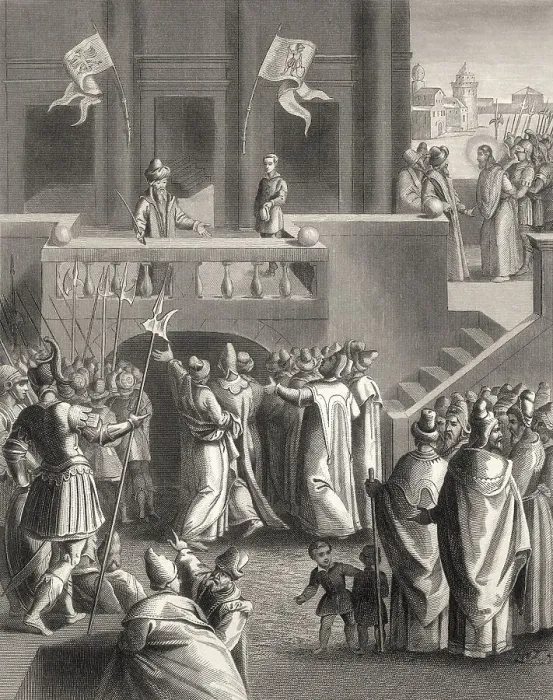 Framed Print : The Sanhedrin trial of Jesus, New Testament