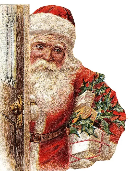 Framed Print : Santa bringing gifts, historical illustration Framed Print : Santa bringing gifts, historical illustration
