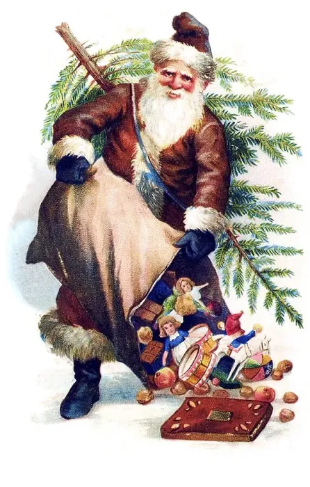 Framed Print : Santa bringing gifts, historical illustration Framed Print : Santa bringing gifts, historical illustration