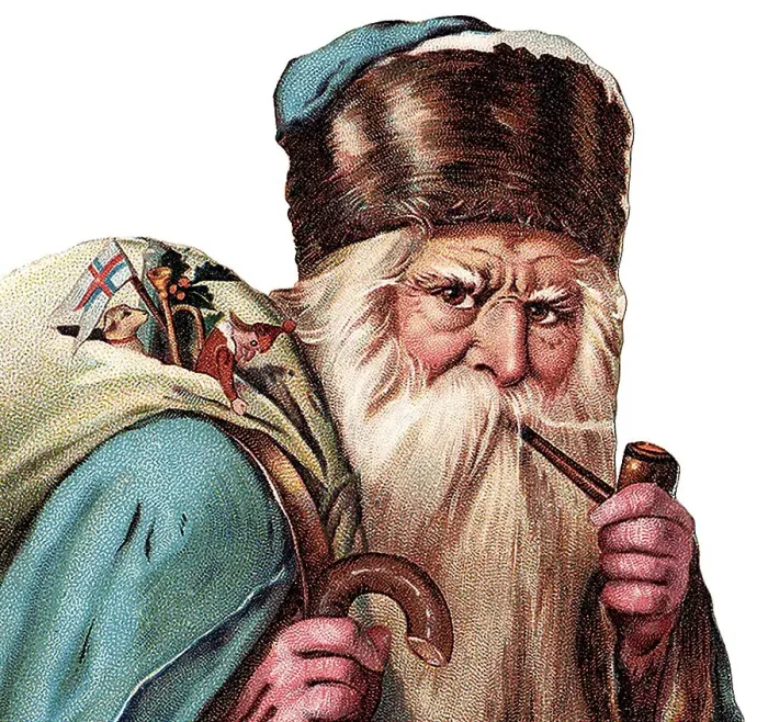 Framed Print : Santa Claus with pipe and stick Framed Print : Santa Claus with pipe and stick