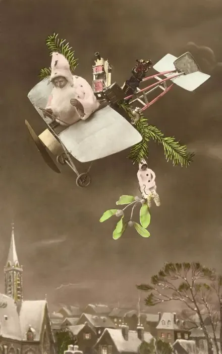 Framed Print : Santa in a plane with presents Framed Print : Santa in a plane with presents