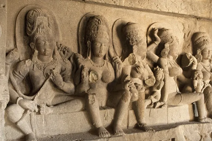 Framed Print : Saraswati reliefs at ajantas cave