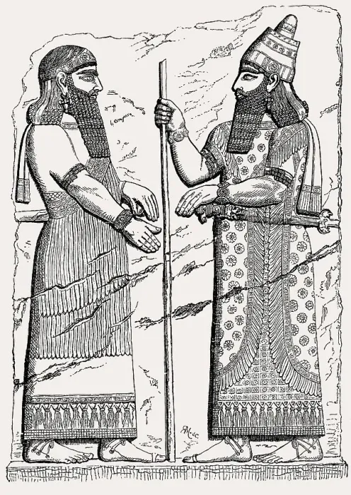 Framed Print : Sargon II (right) and a dignitary