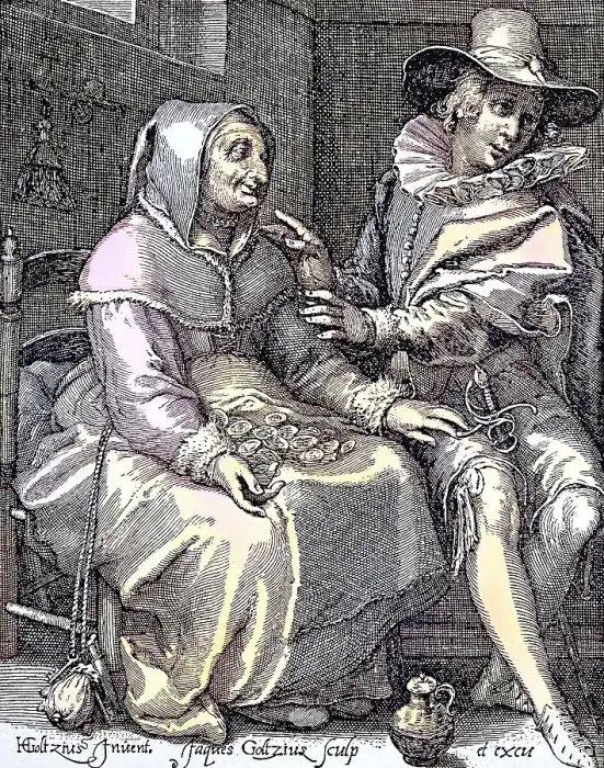 Framed Print : Satire on an old woman in love