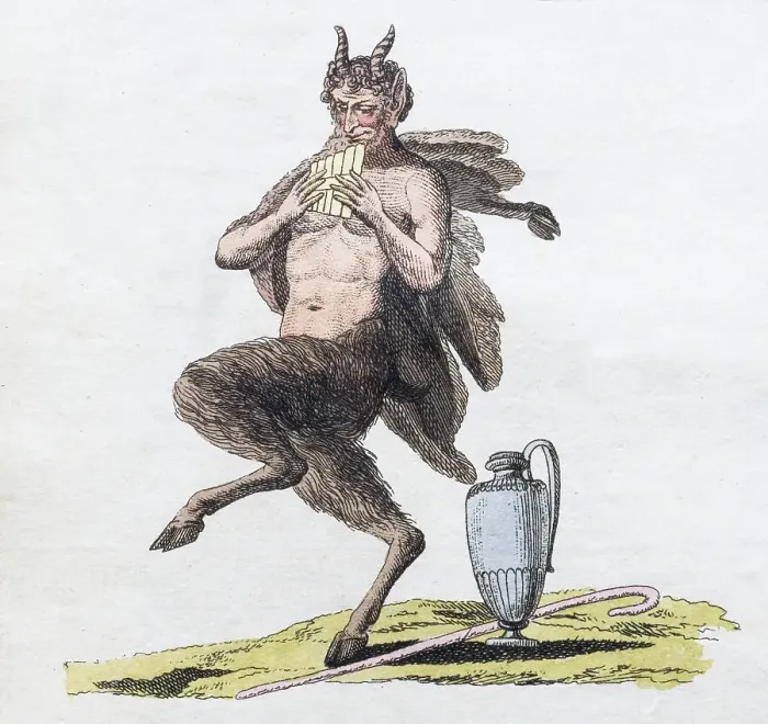 Framed Print : Satyr, hand-coloured copperplate engraving from Friedrich Justin Bertuch's picture book for children