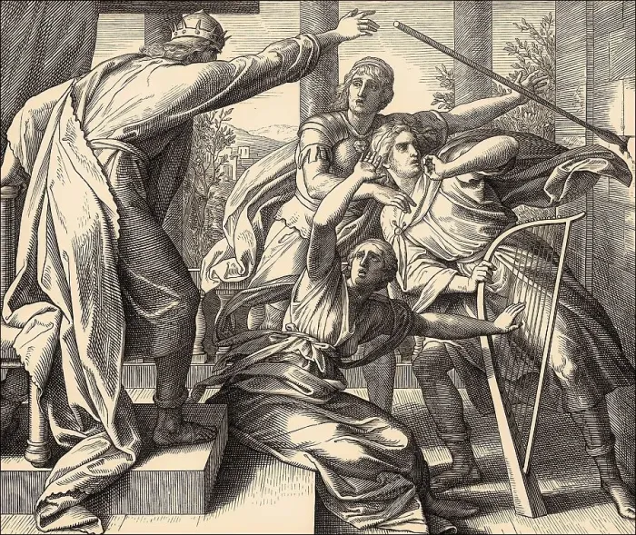 Framed Print : Saul Attacks David, Old Testament Framed Print : Saul Attacks David, Old Testament