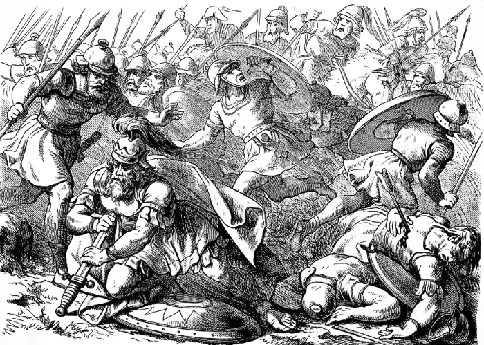 Framed Print : Saul took the sword and fell in it