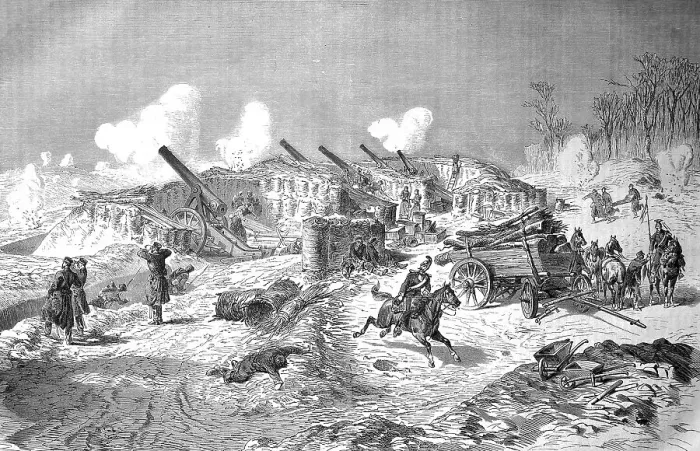Framed Print : Saxon 24-pounder naval carronade siege battery in front of Fort de Rosny