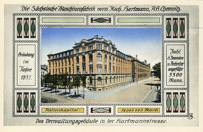 Framed Print : The Saxon machine factory of R. Hartmann in Chemnitz in 1914, Saxony, Germany, digitally enhanced reproduction from a historical original, around 1900, public domain, Europe