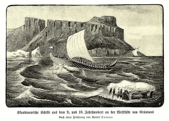 Framed Print : Scandinavian ships from the 9th and 10th century off the west coast of Greenland Framed Print : Scandinavian ships from the 9th and 10th century off the west coast of Greenland