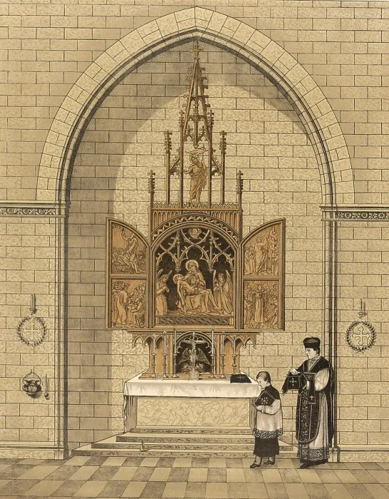 Framed Print : Scene from the biblical story, Gothic altar